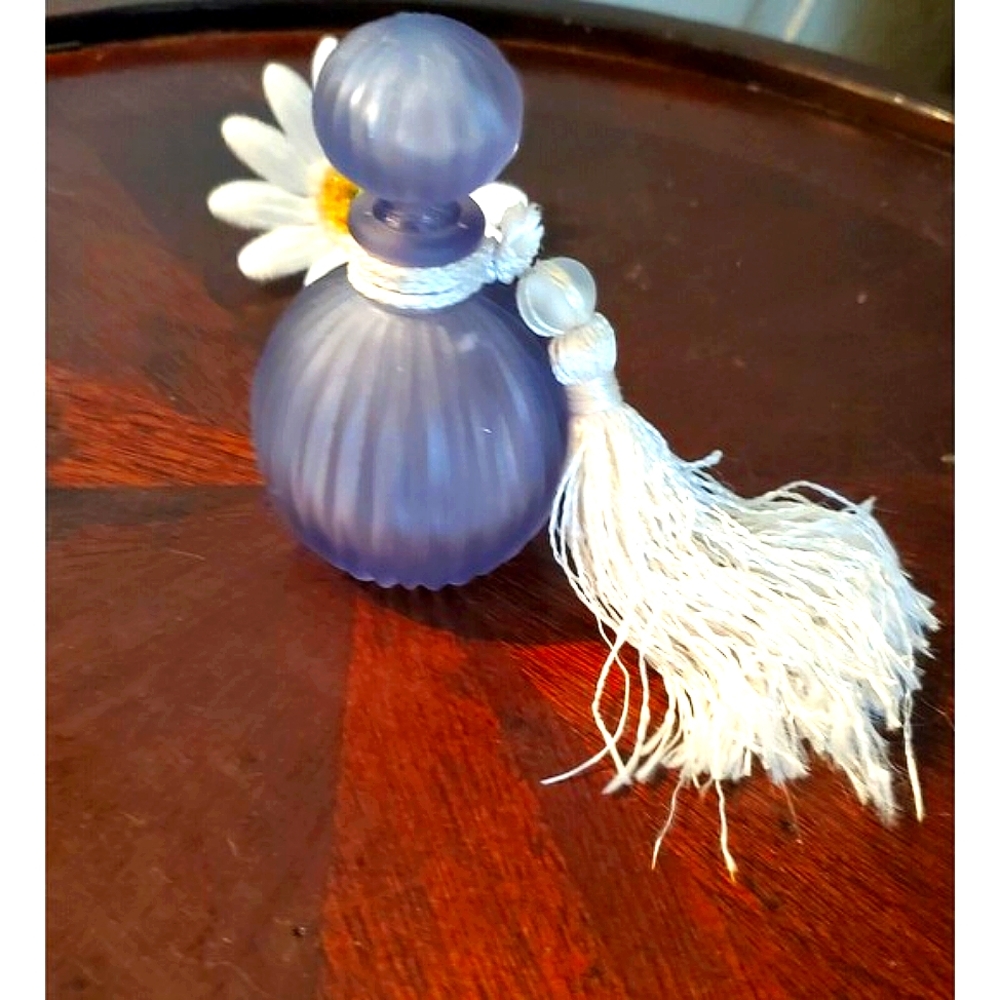 BALOS VINTAGE PURPLE LAVENDER FROST GLASS PURFUME BOTTLE STOPPER FOR VANITY